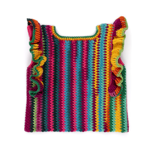 Ruffle Sleeve Striping Crochet Top made using Caron yarn