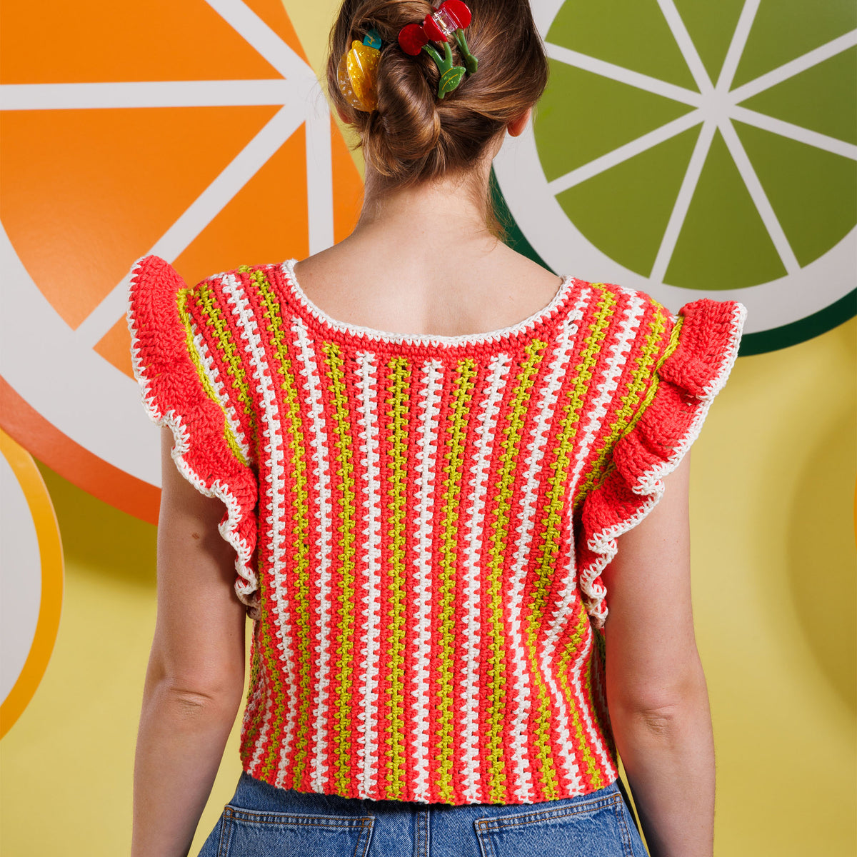 Fruit Roll Up Crochet Top made using Caron yarn