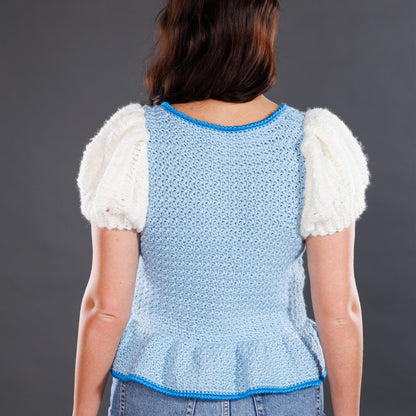 Caron Crochet Luminous Top Crochet Luminous Top made using Caron yarn in a styled lifestyle setting