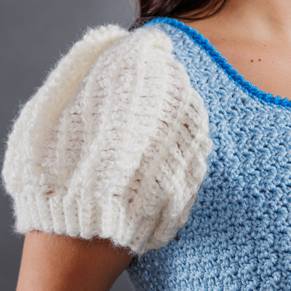 Caron Crochet Luminous Top Crochet Luminous Top made using Caron yarn in a styled lifestyle setting