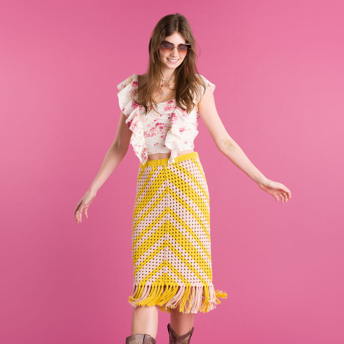 Chevron Crochet Granny Skirt made using Caron yarn
