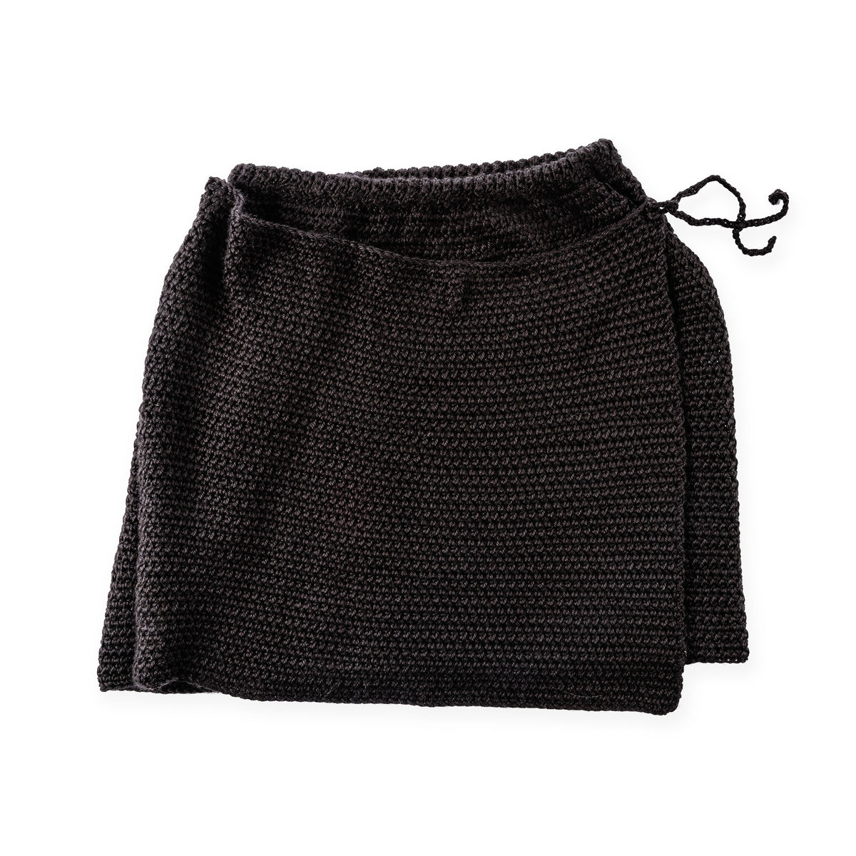 Total Betty Crochet Wrap Skirt made using Caron yarn on a white background