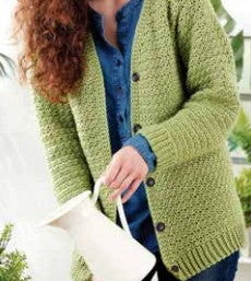 Caron Adult Crochet V-Neck Cardigan Pistachio