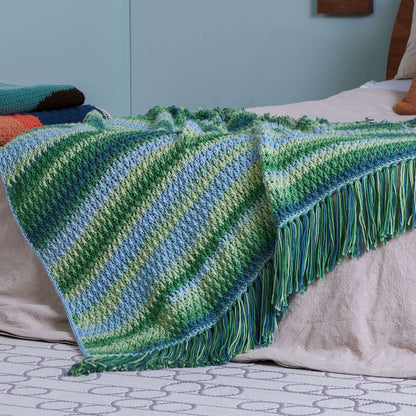 Caron Crochet Alpine Stitch Blanket Crochet  made in Caron Jumbo Ombre yarn