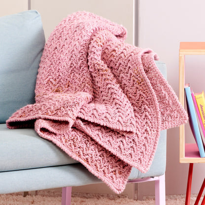 Caron Crochet Texture Boost Blanket Crochet Blanket made in Caron Jumbo Twirl Yarn