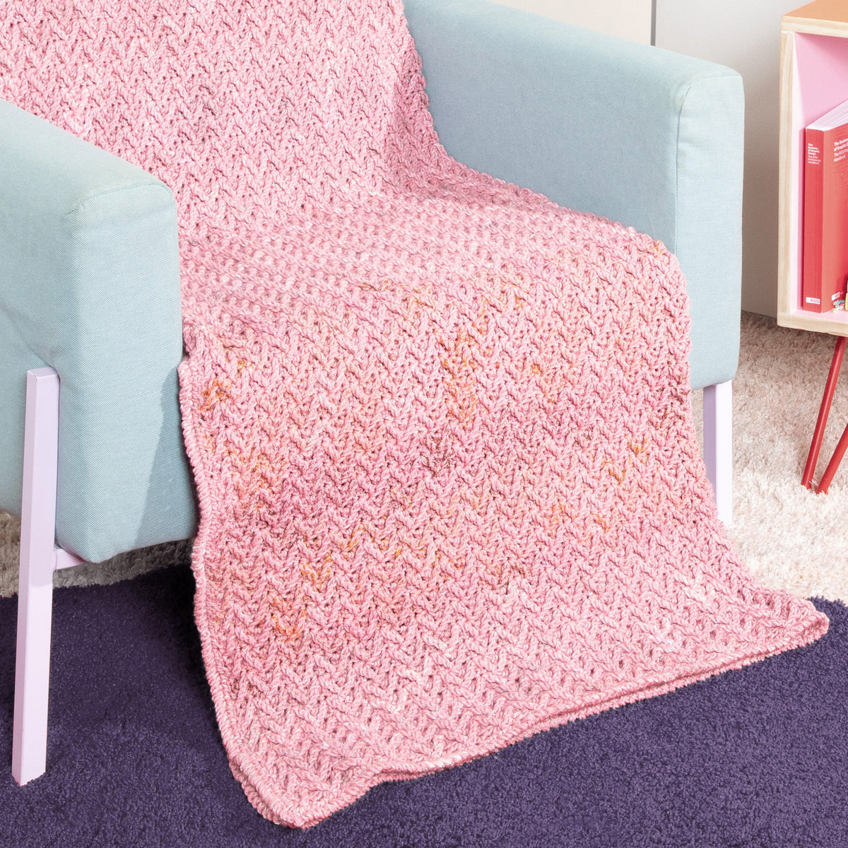 Crochet Blanket made in Caron Jumbo Twirl Yarn