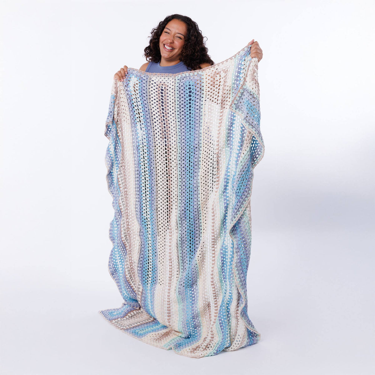 Crochet Summer Lace Throw made using Caron yarn