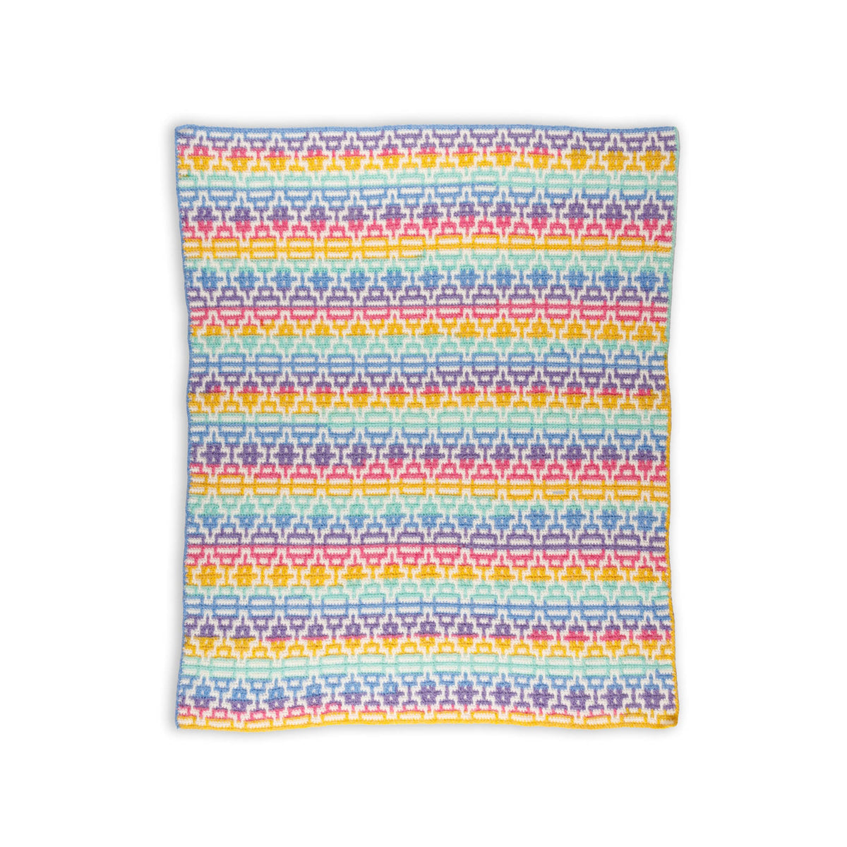 Mosaic Diamonds Crochet Blanket made using Caron yarn