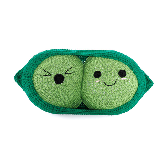 Pea Pod Crochet Pillow Pals made using Caron yarn