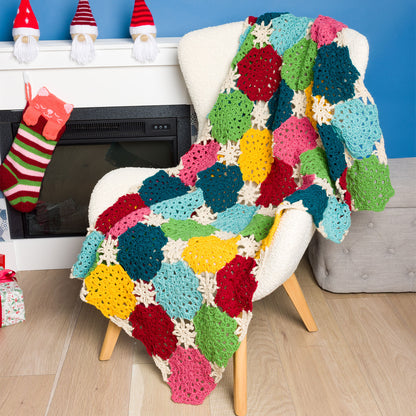 Caron Crochet Snowflake Blocks Blanket Crochet Snowflake Blocks Blanket made using Caron yarn