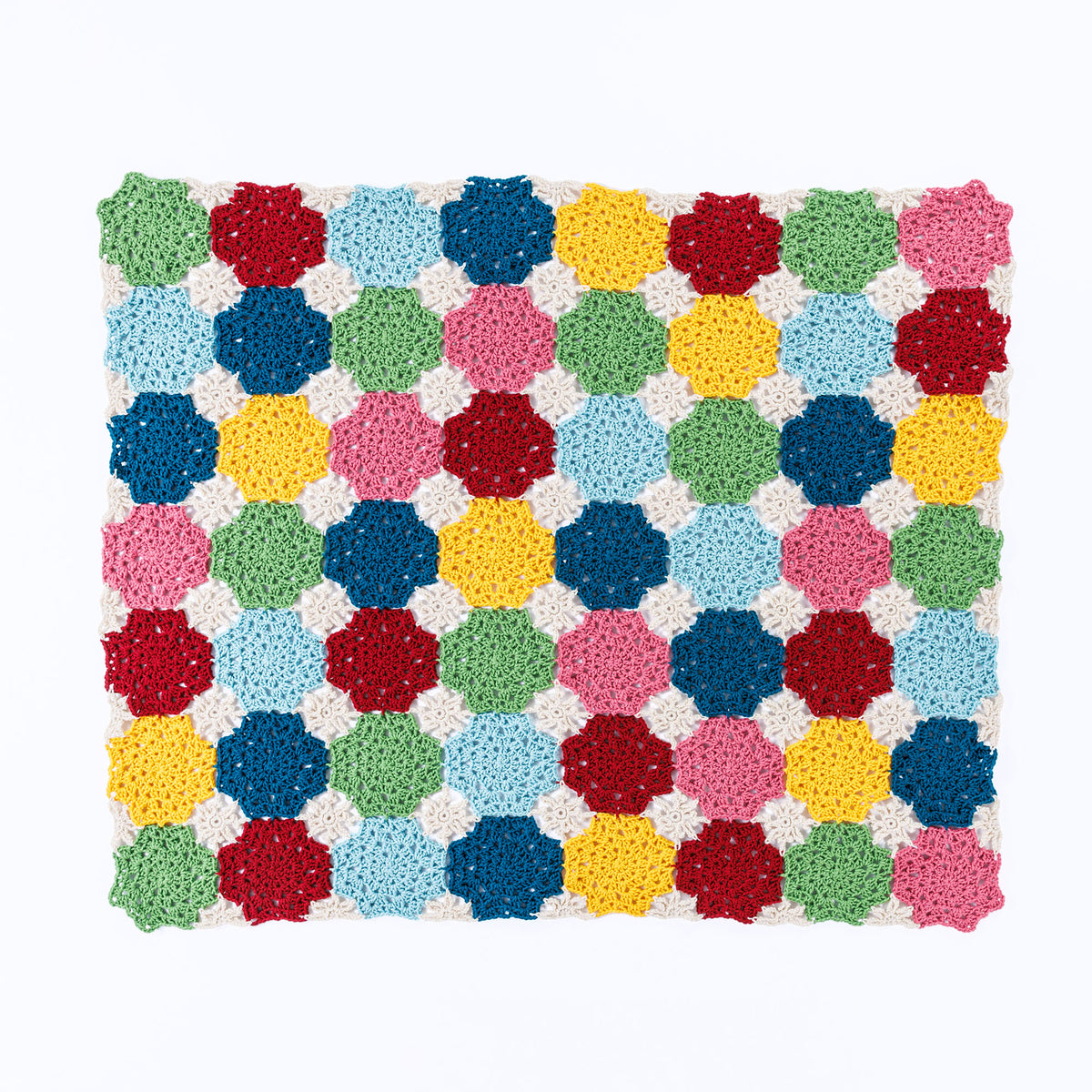 Crochet Snowflake Blocks Blanket made using Caron yarn