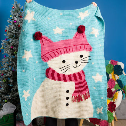 Caron Feline Frosty Intarsia Crochet Blanket Feline Frosty Intarsia Crochet Blanket made using Caron yarn