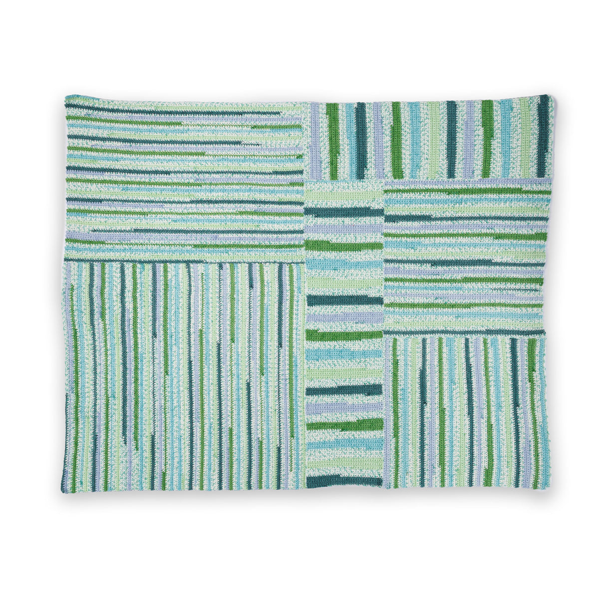 Crochet Every Way Blanket made using Caron yarn on a white background