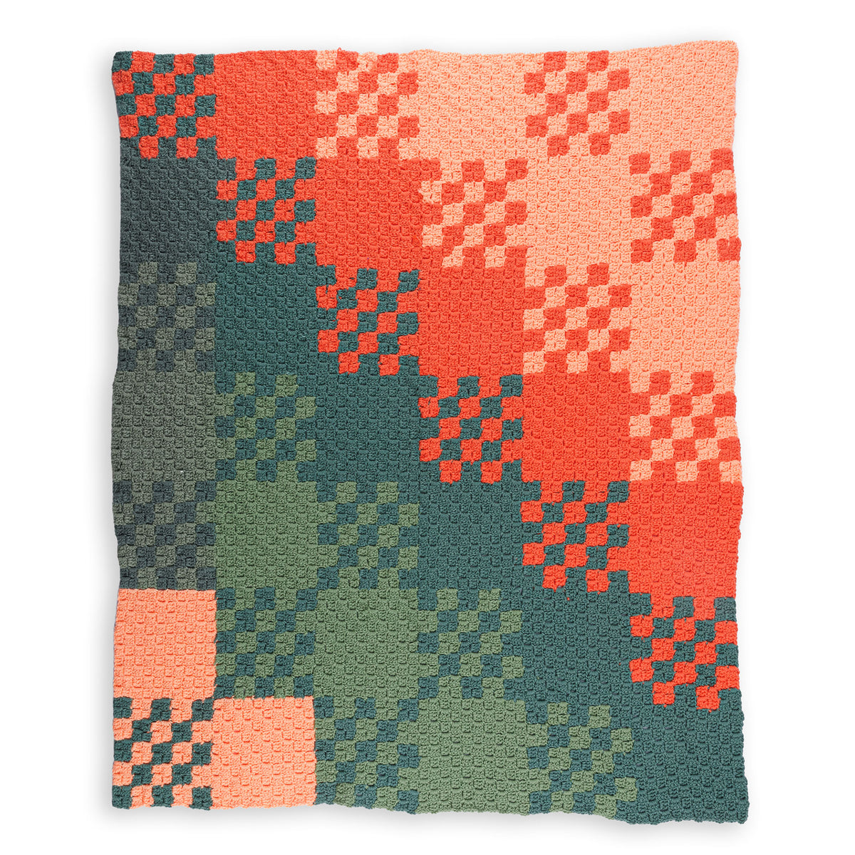 C2C Patchwork Crochet Blanket made using Caron yarn