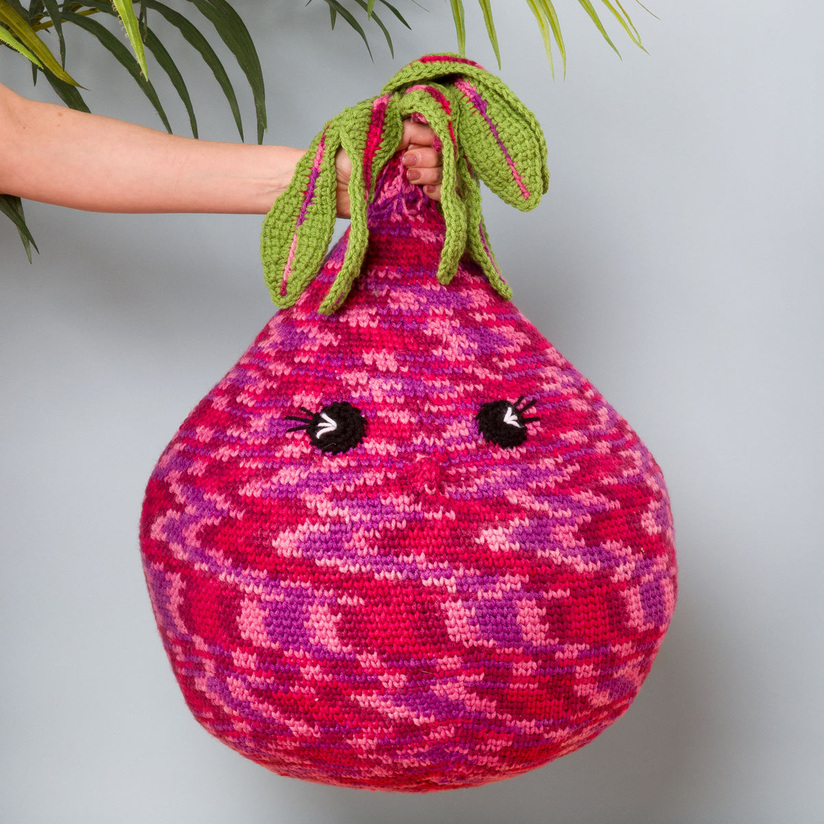 Crochet Up-Beet Pillow made using Caron yarn