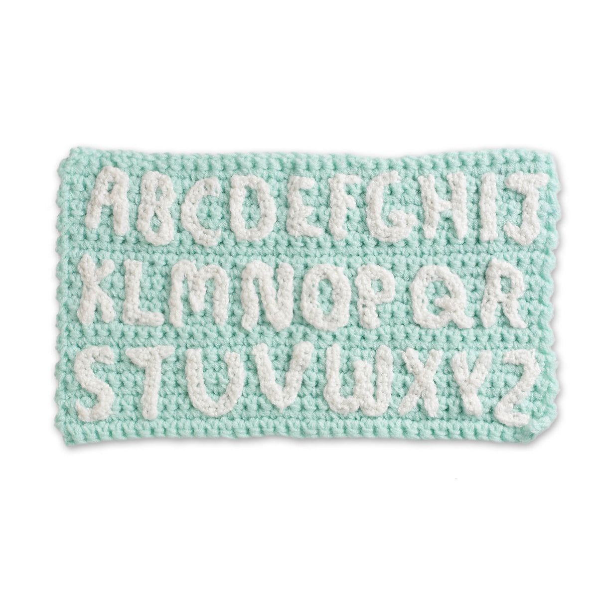 Crochet Alphabet made using Caron yarn