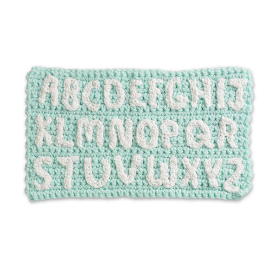 Crochet Alphabet made using Caron yarn