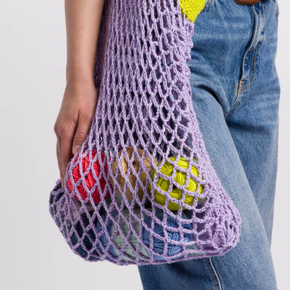 Caron Go-To Crochet Mesh Market Bag Grape