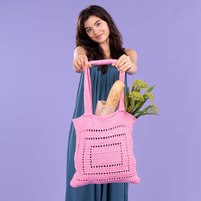 Caron Colorama Lacy Filet Crochet Tote Colorama Lacy Filet Crochet Tote made using Caron yarn