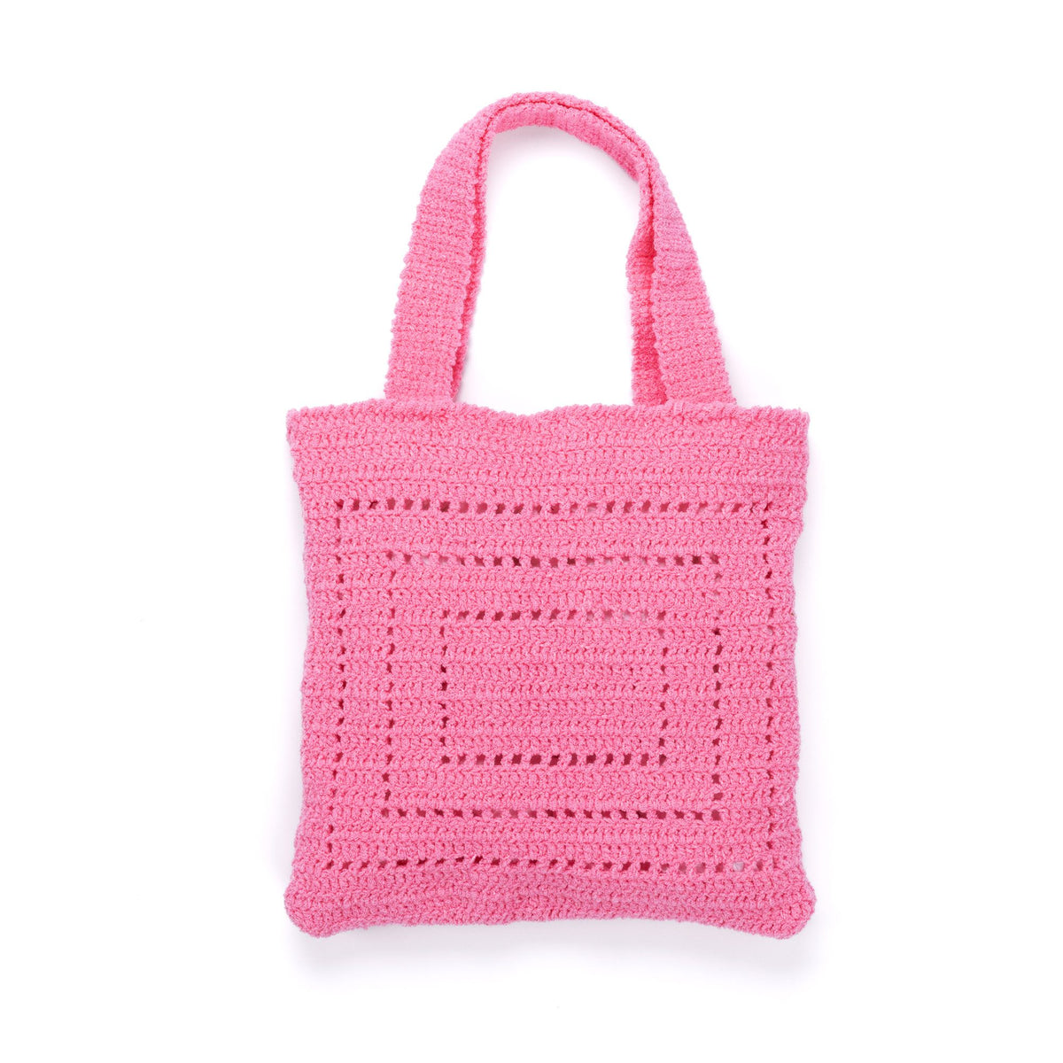 Colorama Lacy Filet Crochet Tote made using Caron yarn