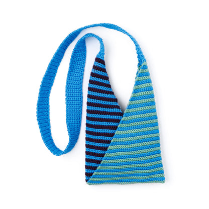 Caron Triangle Stripes Crochet Bag Blue