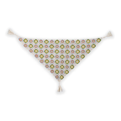 Caron Summer Mode Crochet Triangle Shawl with Tassels Summer Mode Crochet Triangle Shawl With Tassels made using Caron yarn on a white background