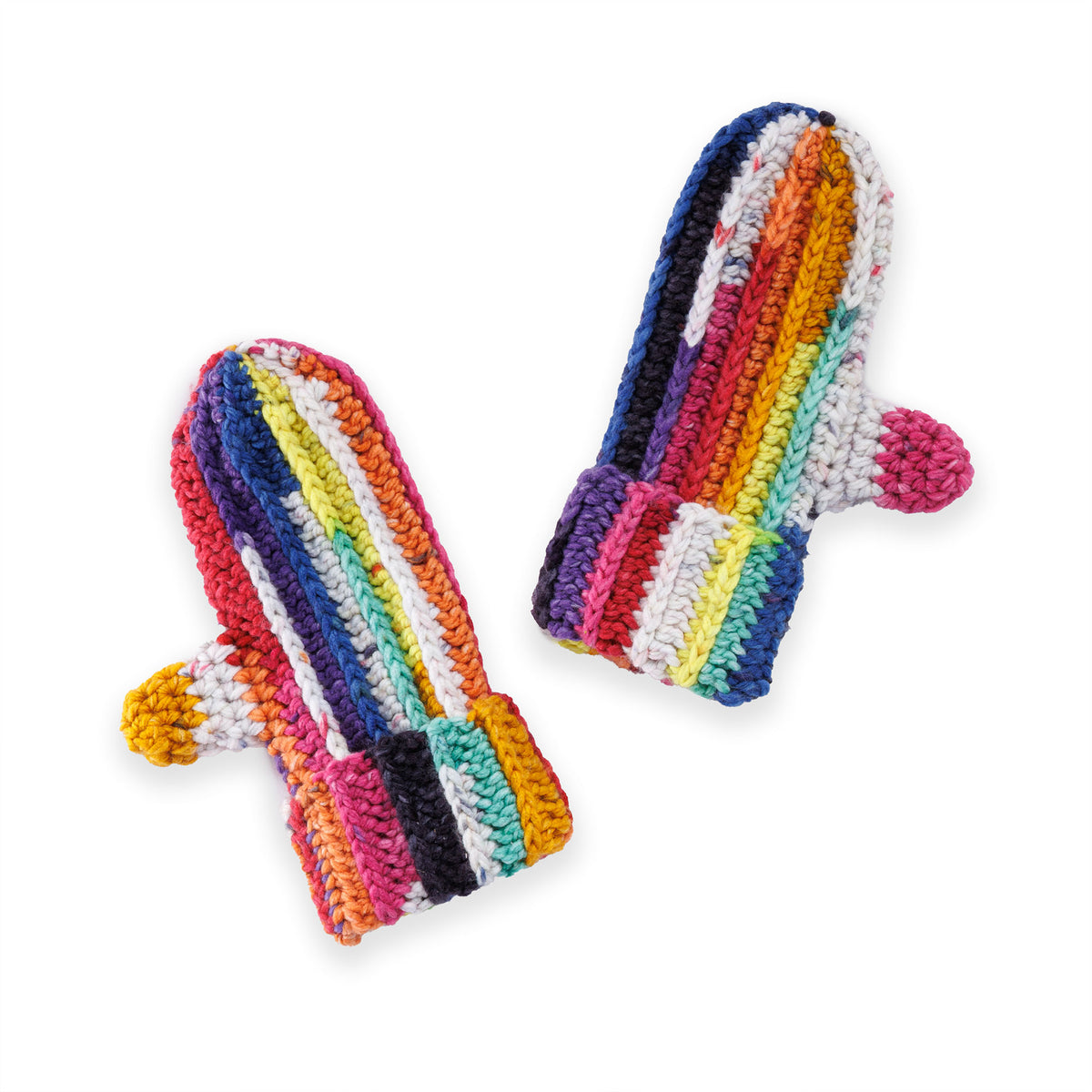 Scrappy Crochet Mittens made using Caron yarn
