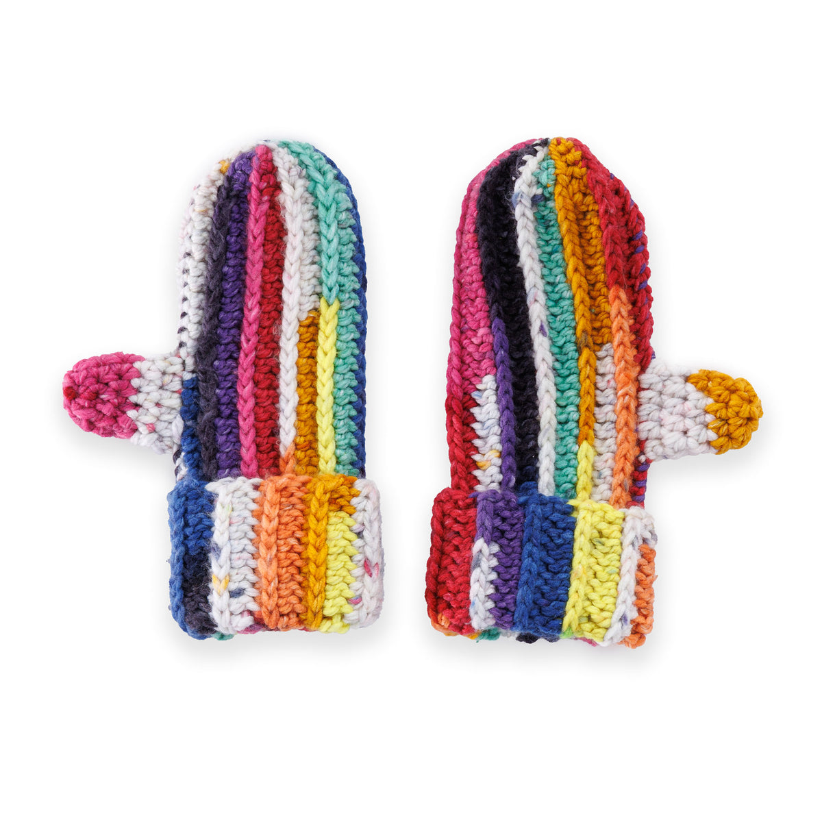 Scrappy Crochet Mittens made using Caron yarn