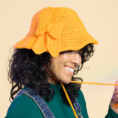 Caron Bowtique Crochet Bucket Hat Lively Mandarin