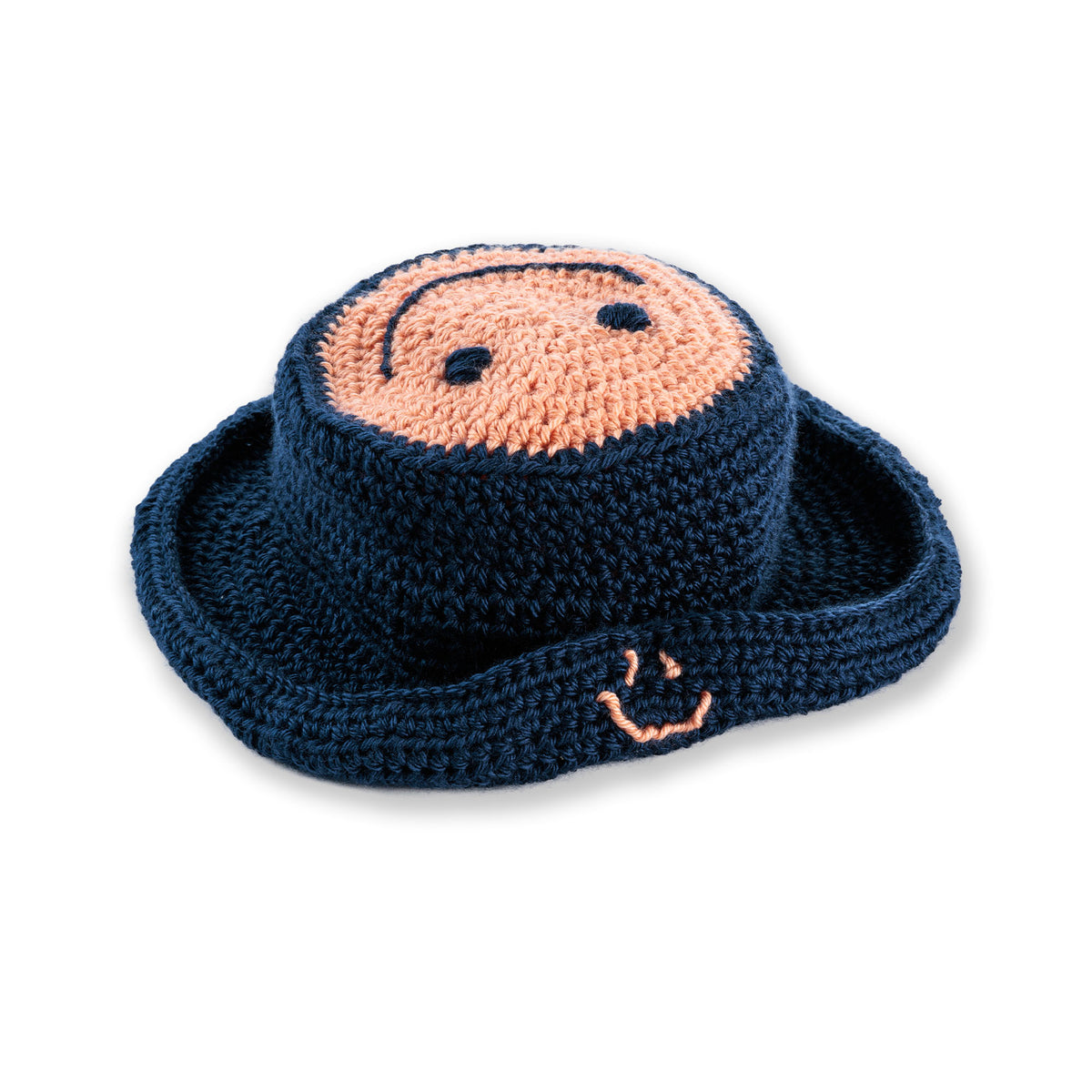 Crochet Bright Smile Bucket Hat made using Caron yarn