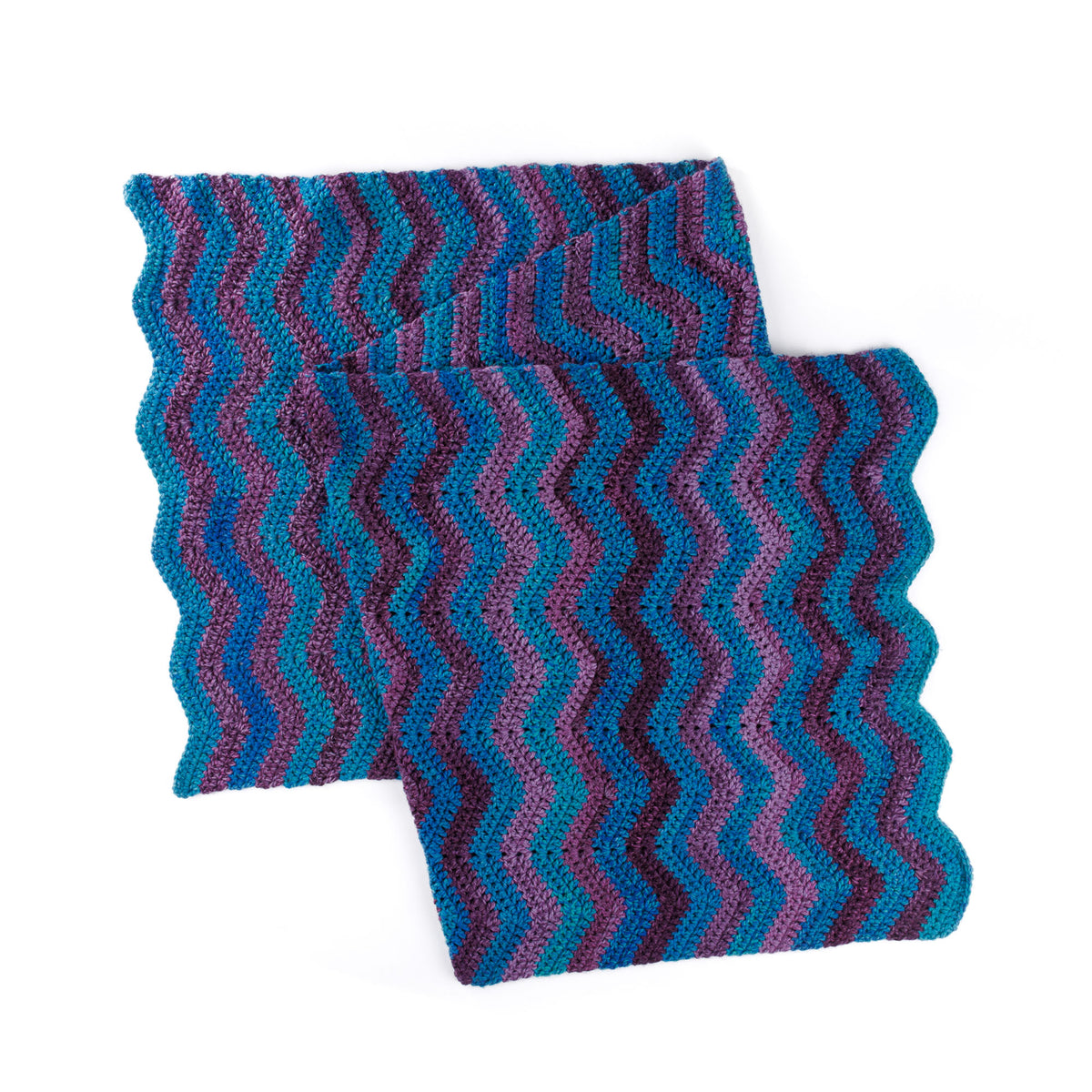 Wrap Me In Ripples Crochet Wrap made using Caron yarn