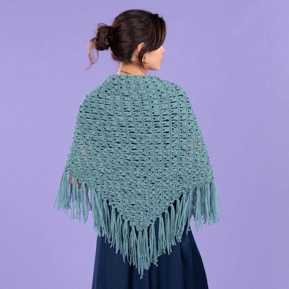 Crochet Broomstick Lace Shawl made using Caron yarn