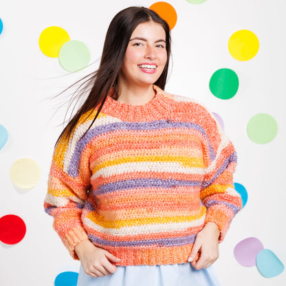 Caron Toffee Stripe Crochet Pullover Caron Toffee Stripe Crochet Pullover