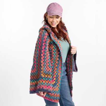 Caron Crochet Hooded Hexi Cardigan Crochet Hooded Hexi Cardigan made using Caron yarn