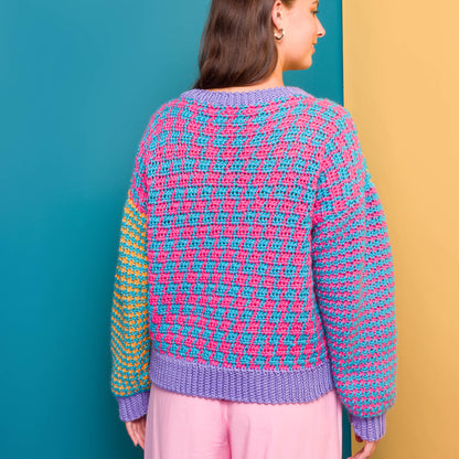 Caron Mixed Houndstooth Crochet Cardigan Mixed Houndstooth Crochet Cardigan made using Caron yarn