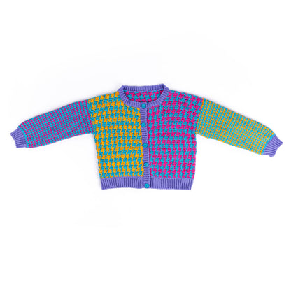 Caron Mixed Houndstooth Crochet Cardigan Mixed Houndstooth Crochet Cardigan made using Caron yarn