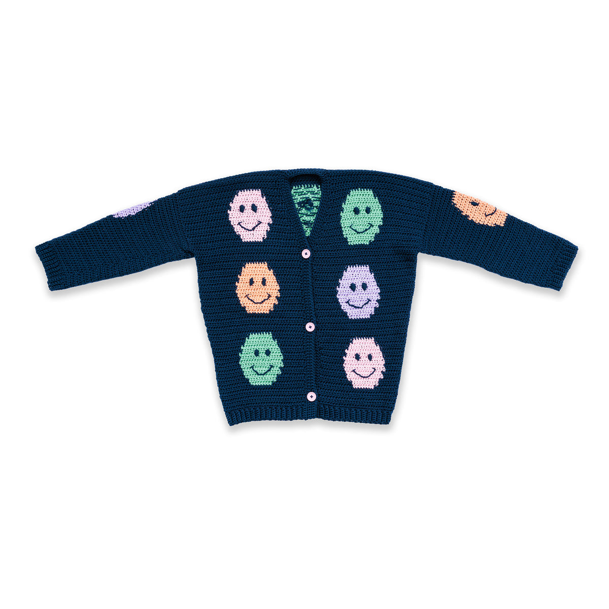 Crochet Big Smiles Big Cardigan made using Caron yarn