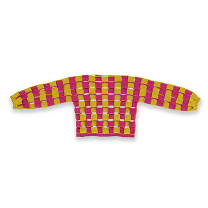 Caron Crochet Open Check Top Shocking Pink