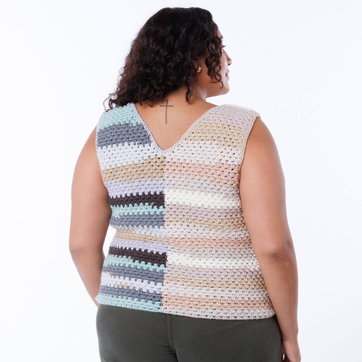 Crochet Taking Sides Tank made using Caron yarn