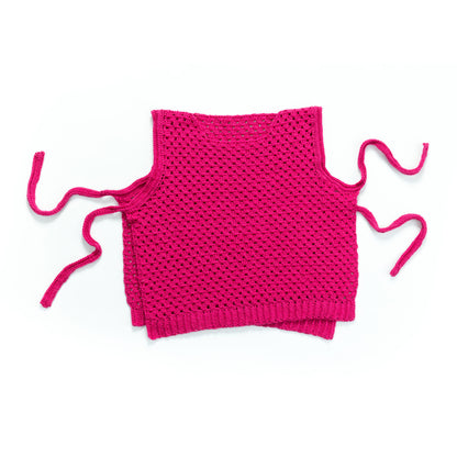 Caron Granny Stitch Crochet Side Tie Vest Shocking Pink