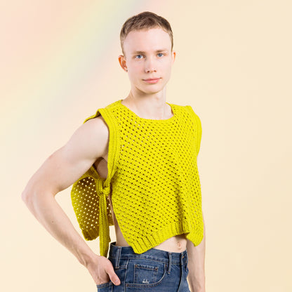 Caron Granny Stitch Crochet Side Tie Vest Autumn Gold
