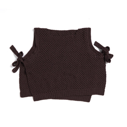 Caron Granny Stitch Crochet Side Tie Vest Cocoa Bean Heather