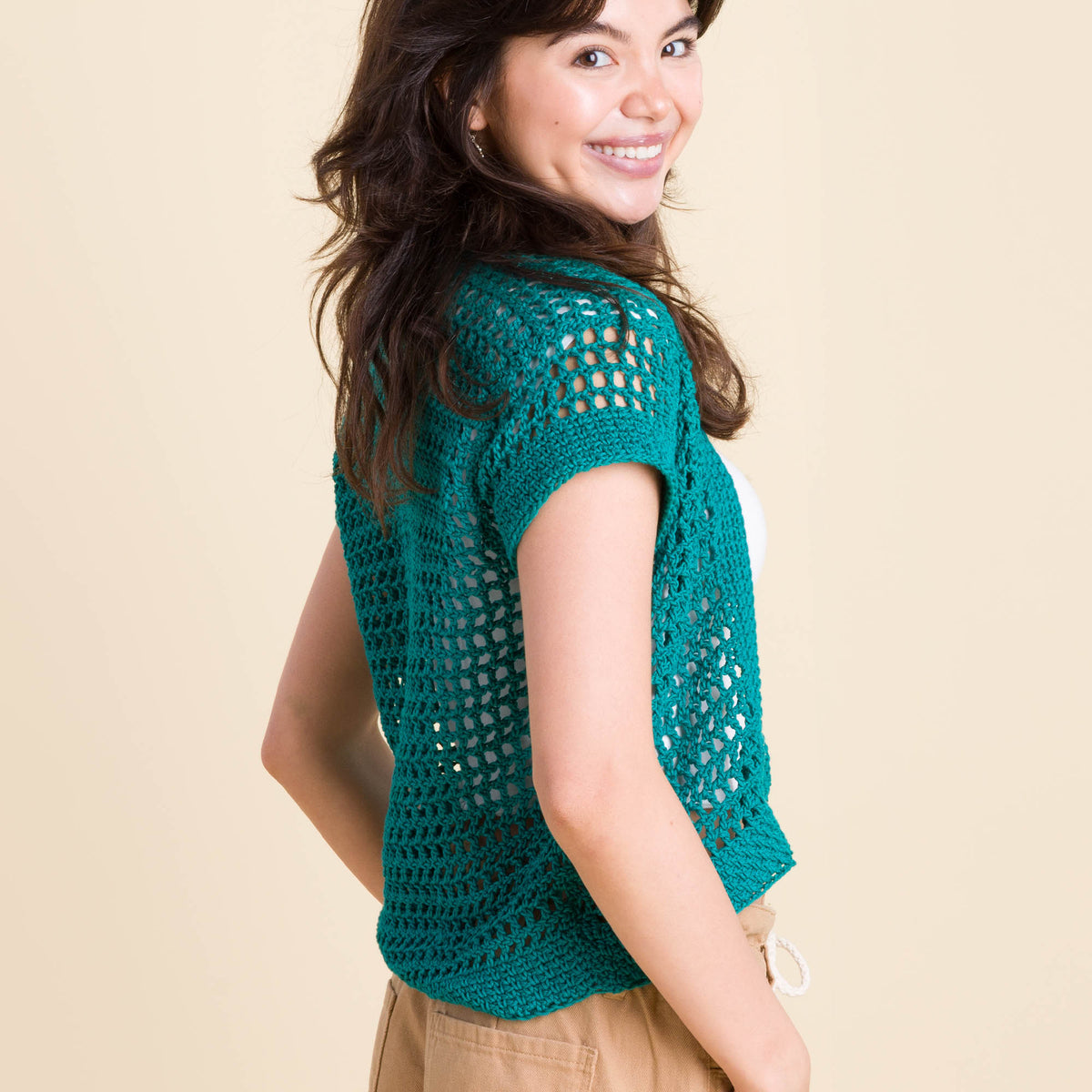 Meshy Crochet Cardigan made using Caron yarn