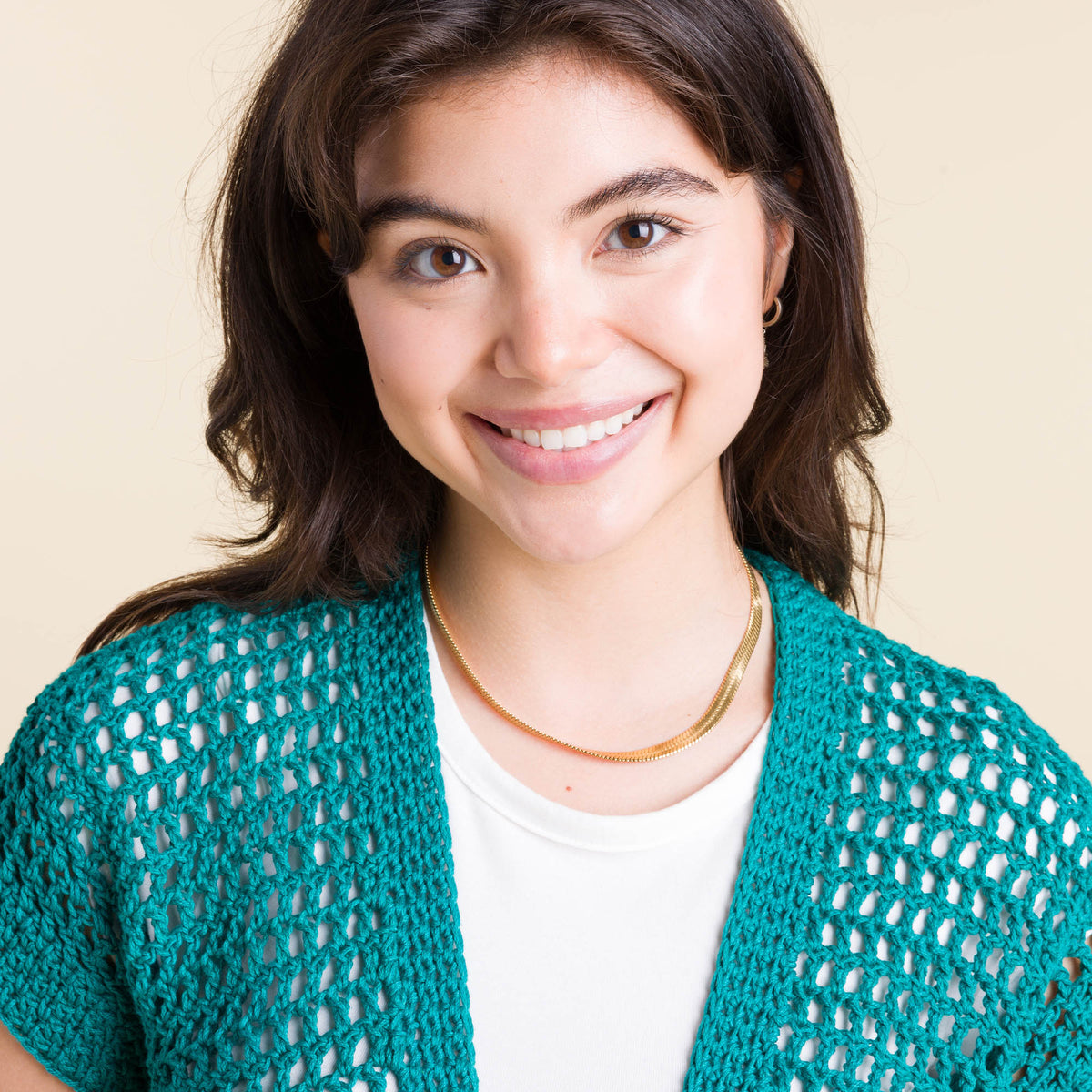 Meshy Crochet Cardigan made using Caron yarn