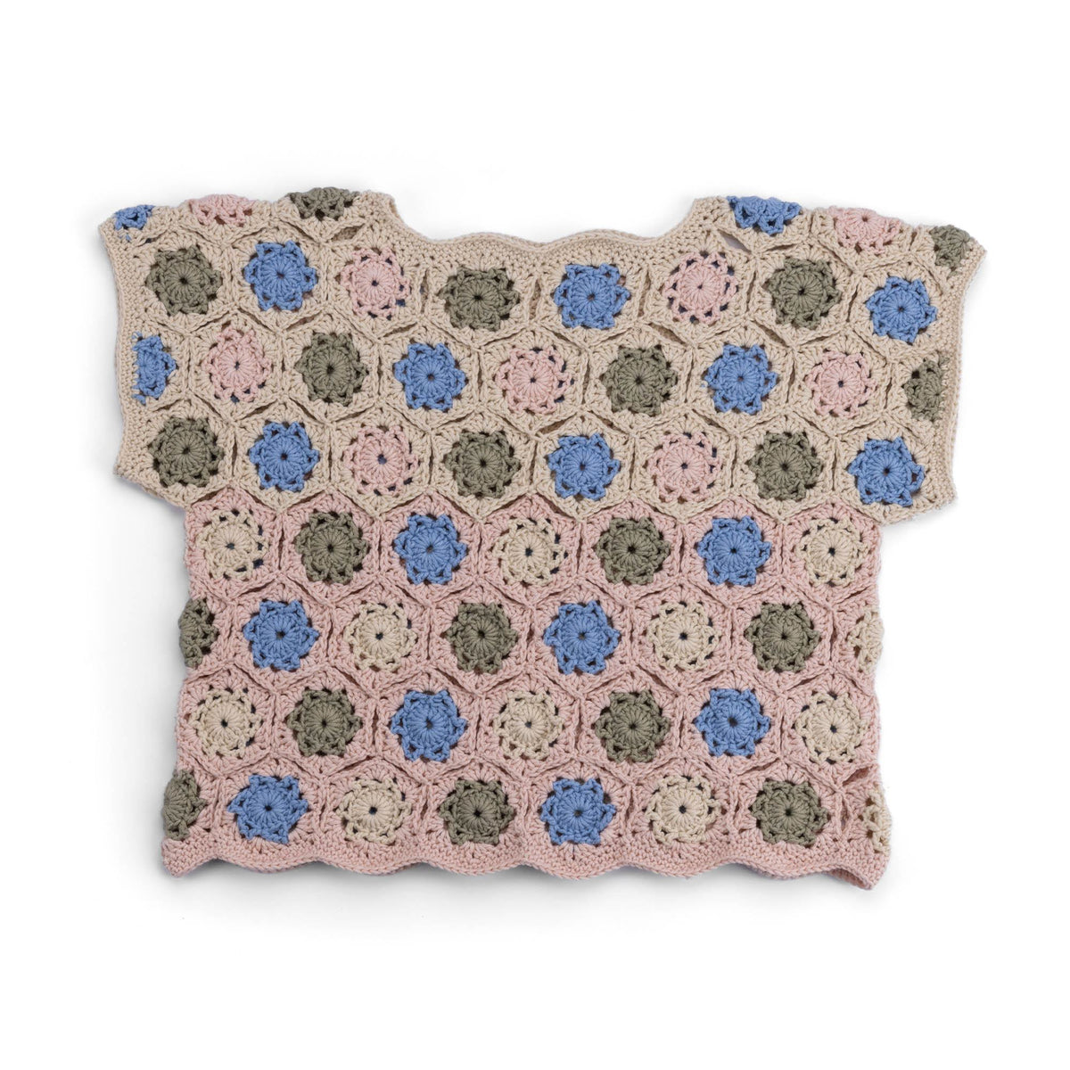 Crochet Floral Motif Tee made using Caron yarn