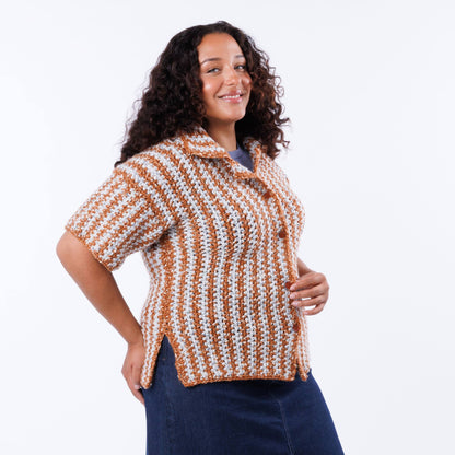 Caron Crochet Striped Cabana Shirt Crochet Striped Cabana Shirt made using Caron yarn