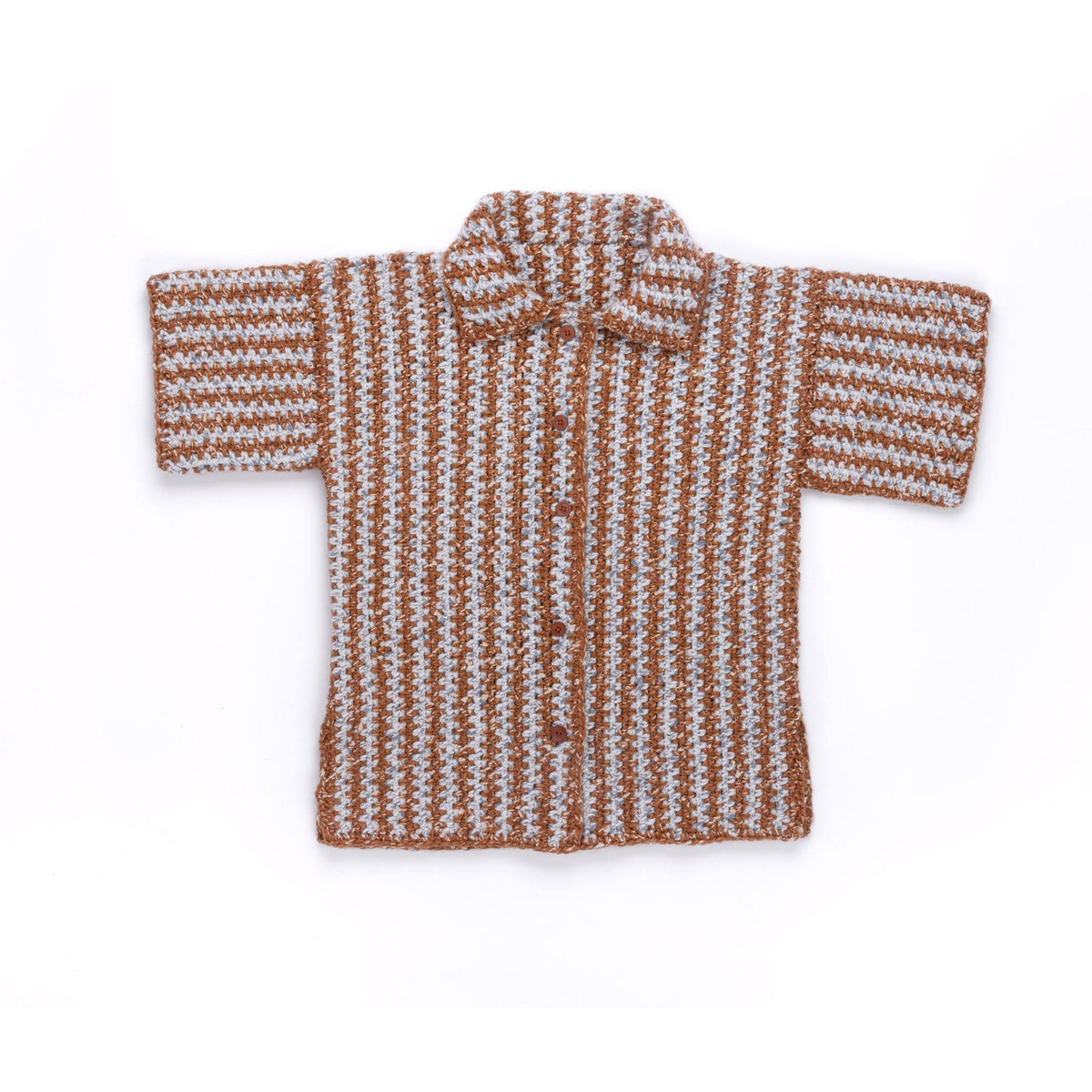 Crochet Striped Cabana Shirt made using Caron yarn