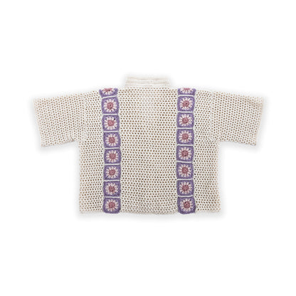 Caron Crochet Cabana Shirt with detail Crochet Cabana Shirt With Detail made using Caron yarn in a styled lifestyle setting