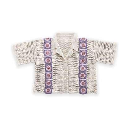Caron Crochet Cabana Shirt with detail Crochet Cabana Shirt With Detail made using Caron yarn on a white background