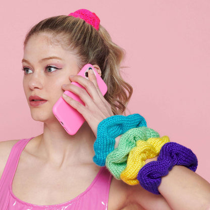 Caron Color Burst Knit Scrunchie Knit  made in Caron Simply Soft yarn